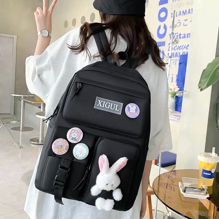 Set Of 4 Bunny Bag, Multifunctional School Bag For Girls, Large Capacity Outdoor Travel Backpack, Waterproof Outdoor Travel Bag, Canvas Laptop School Bag Sets for Kids with Tote Pencil Case, Lunch Box Bag, Back To School Supplies Canvas Bag Set Of 4 Bunny Bag, Multifunctional School Bag For Girls, Large Capacity Outdoor Travel Backpack, Waterproof Outdoor Travel Bag, Canvas Laptop School Bag Sets for Kids with Tote Pencil Case, Lunch Box Bag, Back To School Supplies Canvas Bag
